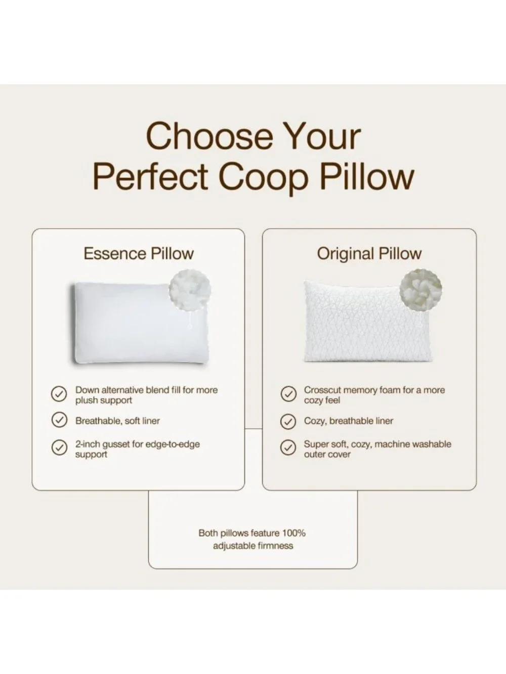 Set of 2 Queen Size Down Alternative Pillows - Adjustable Luxury for All